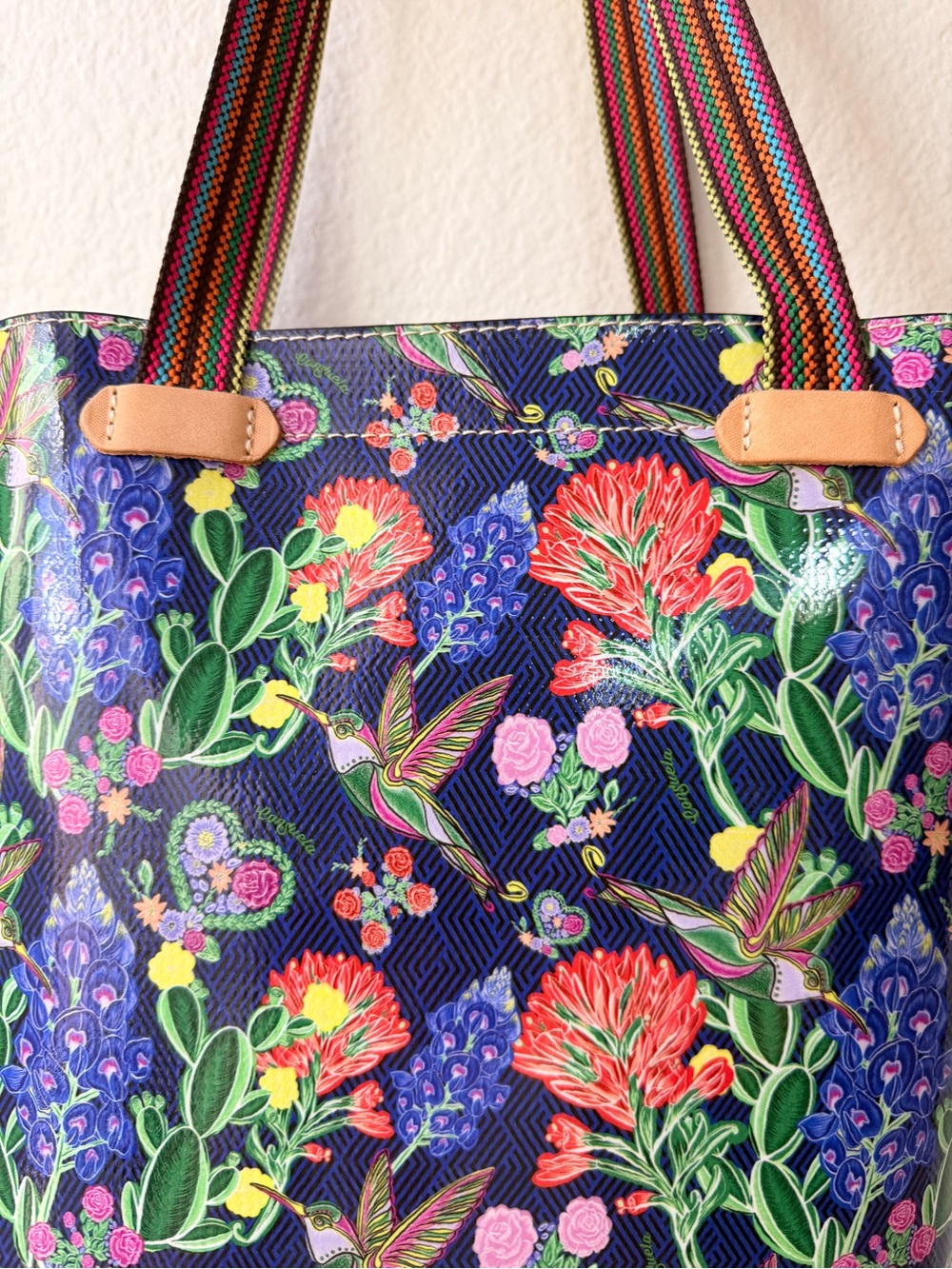 Consuela Bonnie Everyday Tote Print Floral Hummingbird Shoulder Bag Boho Ranch - Picture 5 of 11